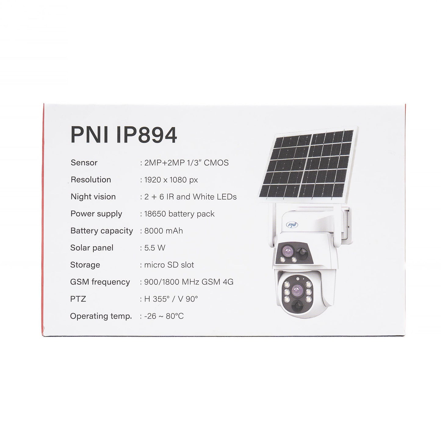 PNI IP894 4G PTZ valvekaamera kahe objektiiviga, päikesepaneeli ja akuga