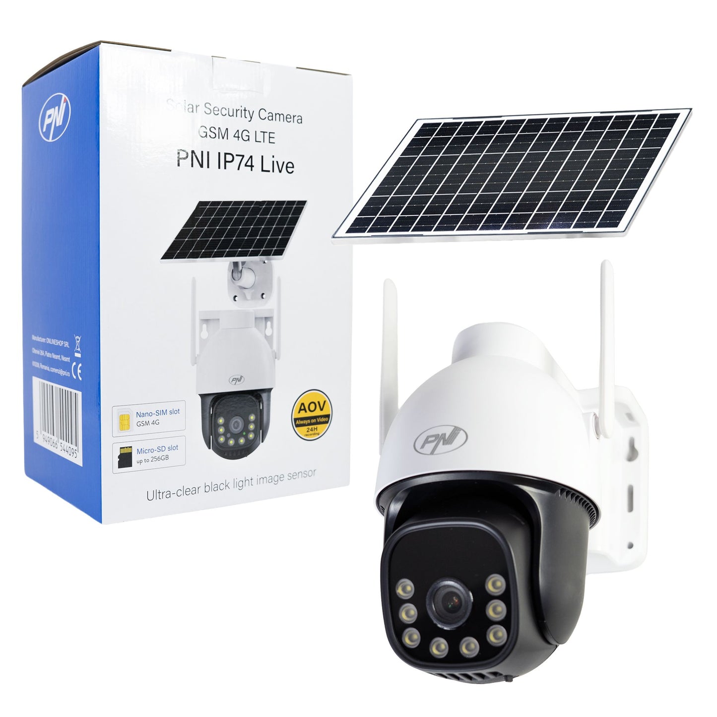 PNI IP74 Live AOV 4MP 4G valvekaamera päikesepaneeli ja akuga