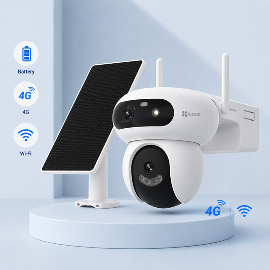 EZVIZ HB90x Dual Kit 4G SIM Kaardi +WiFi 4+4MP akuga väli pöördkaamera koos 8W päikesepaneeliga
